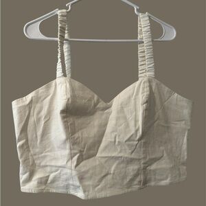 NWT Express Linen Blend Cropped Tank Top Size XL Elastic Back